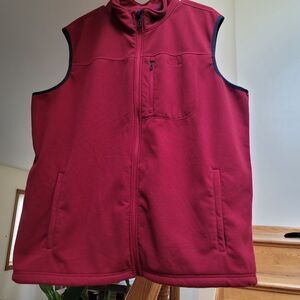 LL Bean Fleece Vest Mens Full Zip Solid Red Tall XL Sleeveless